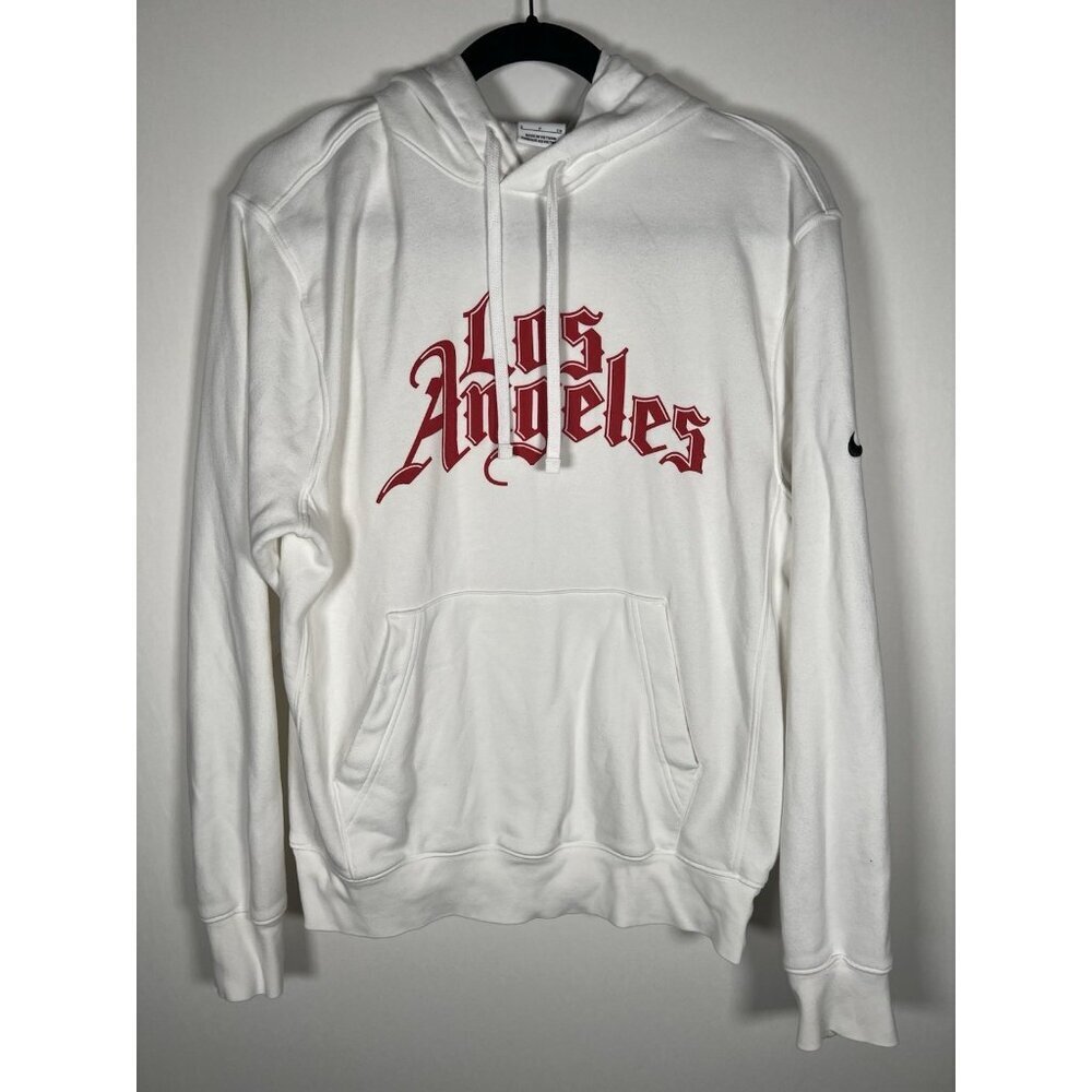 NIKE Los Angeles gothic punk white hoodie California streetwear hip hop S